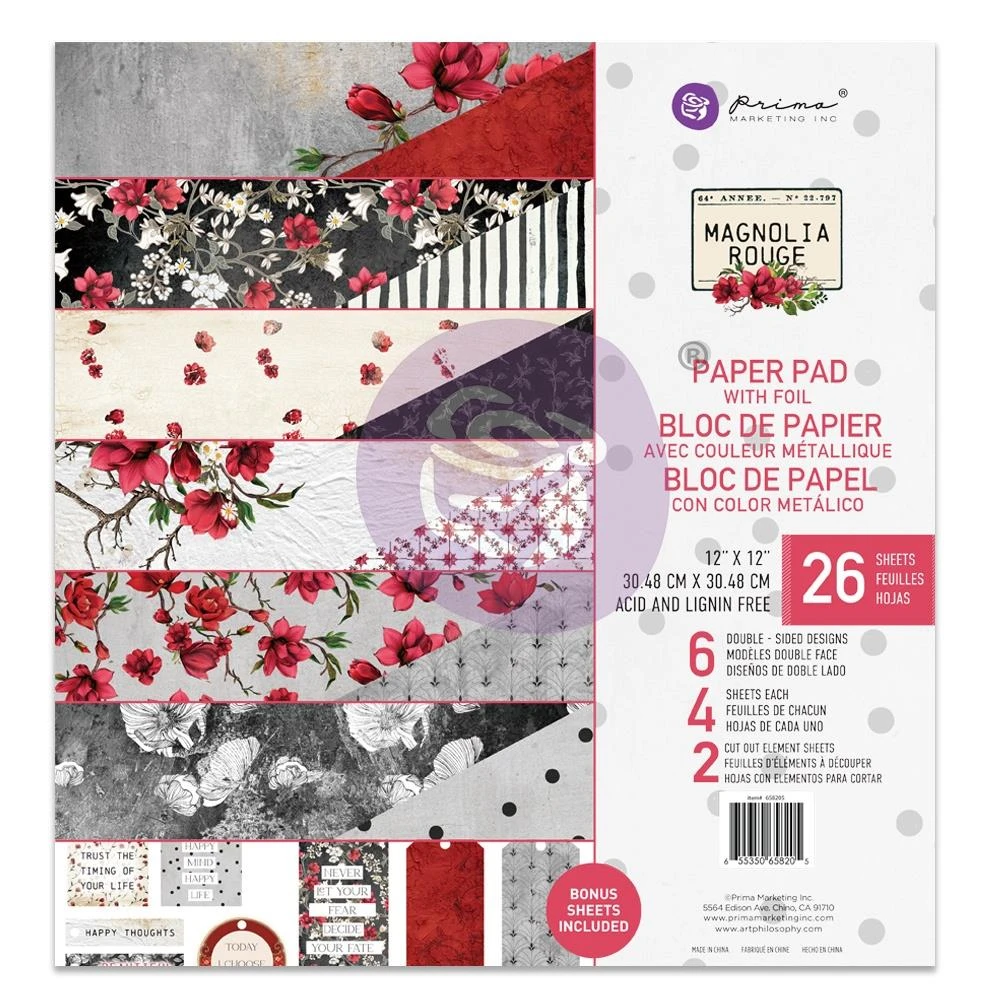 Prima Marketing - Magnolia Rouge 12x12 Inch Paper Pad 3 Prima Marketing - Magnolia Rouge 12x12 Inch Paper Pad